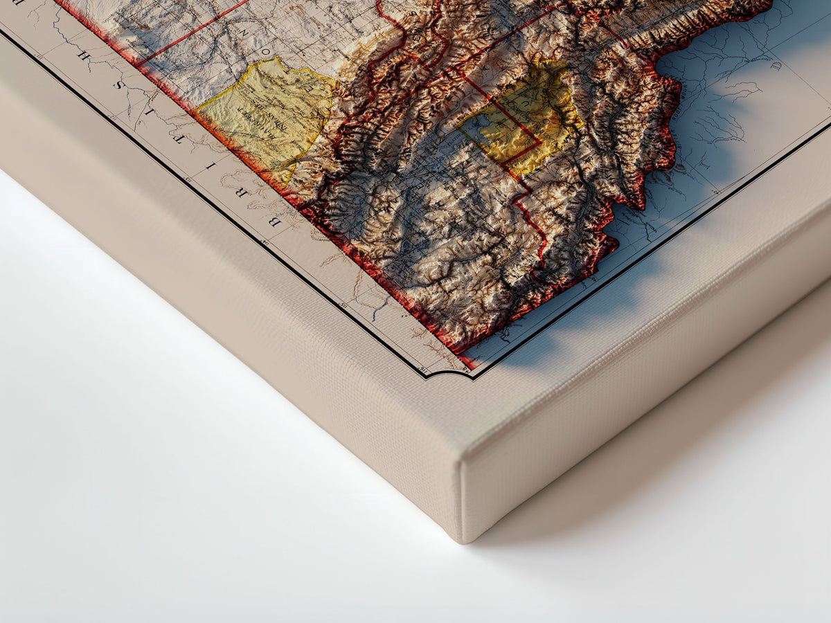 Montana 1897 Shaded Relief Map – XL Canvas - Muir Way - XL Canvas