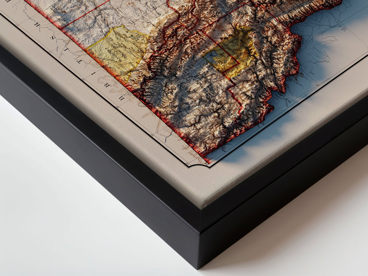 Montana 1897 Shaded Relief Map – XL Canvas - Muir Way - XL Canvas