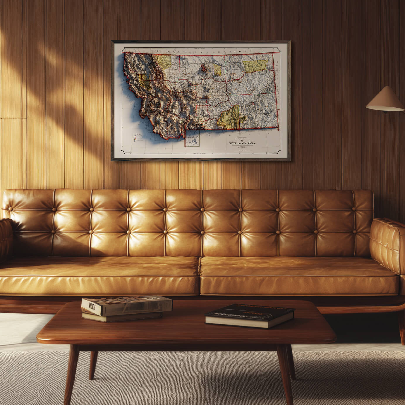 Montana 1897 Shaded Relief Map - Muir Way - Vintage Relief