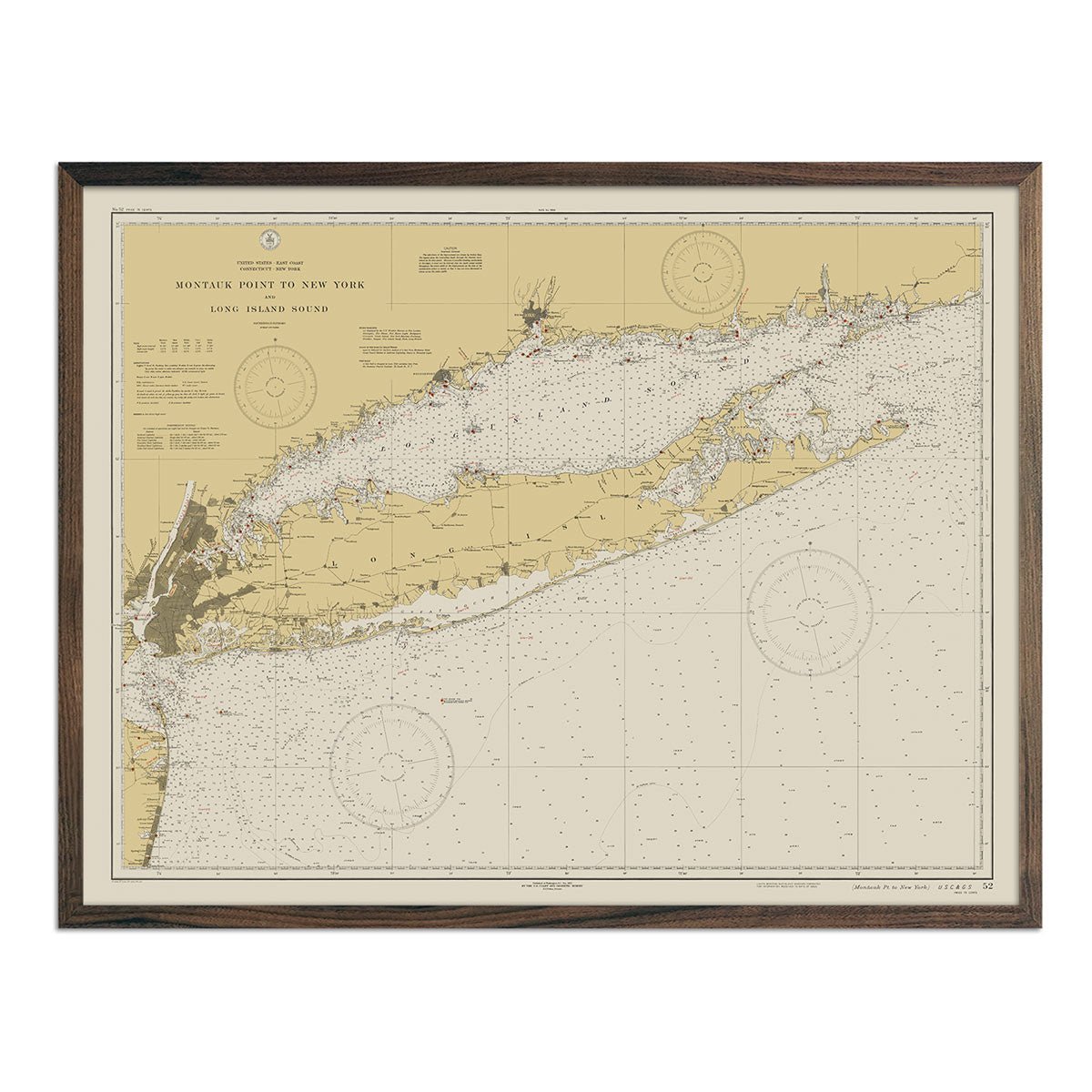 Montauk Point to New York and Long Island Sound Nautical Chart 1934 - Muir Way - Vintage Map