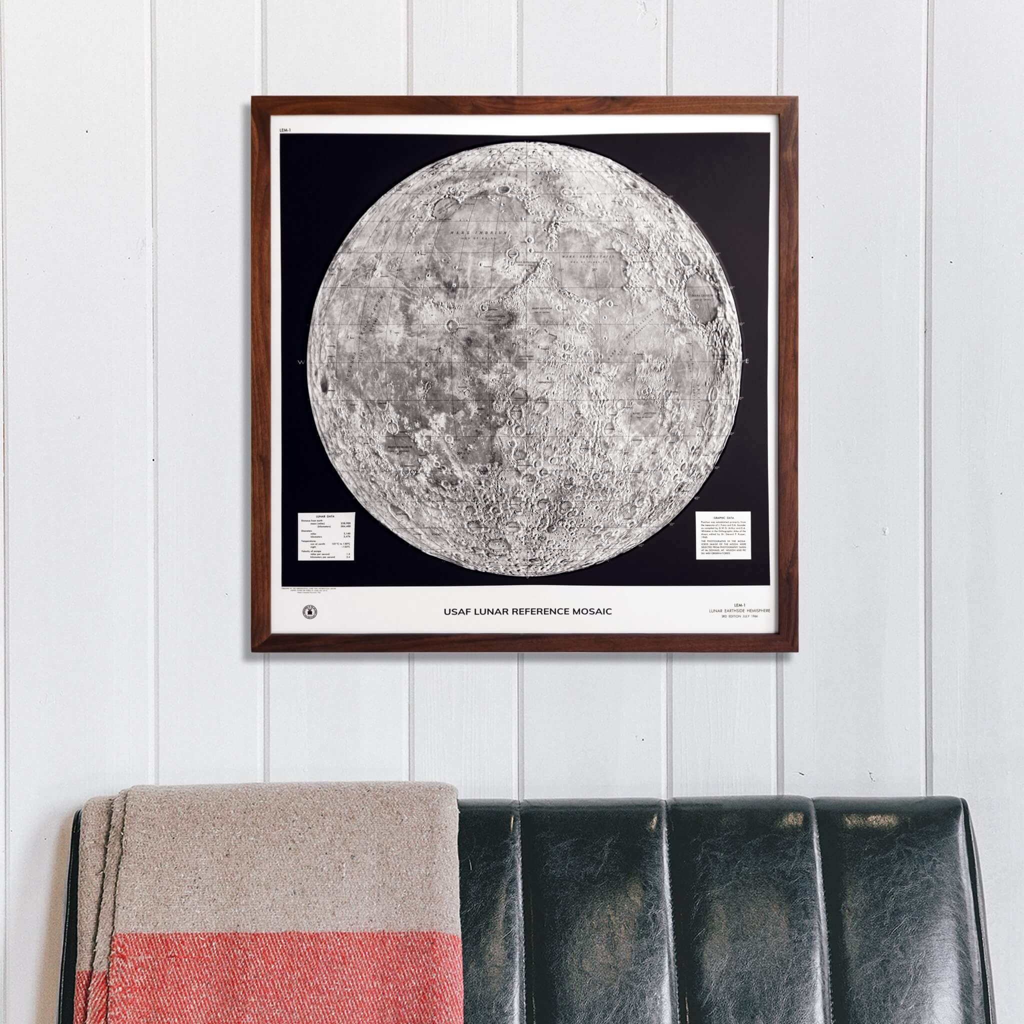 Moon 1966 3D Raised Relief Map - Muir Way - 3D