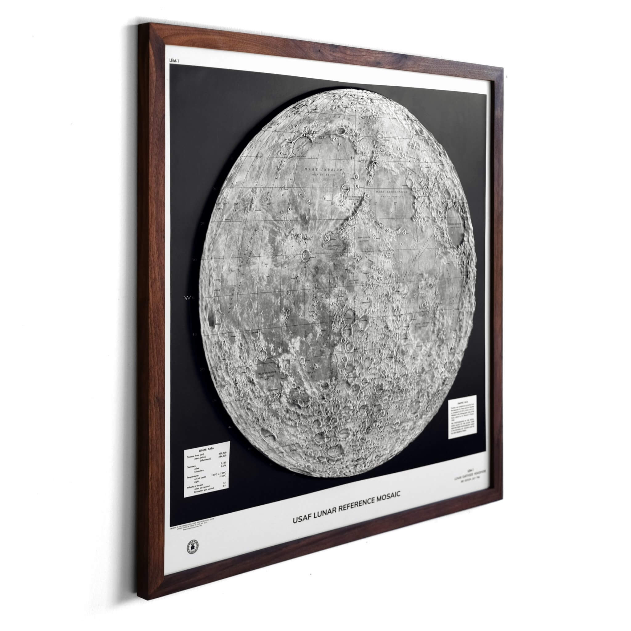 Moon 1966 3D Raised Relief Map - Muir Way - 3D