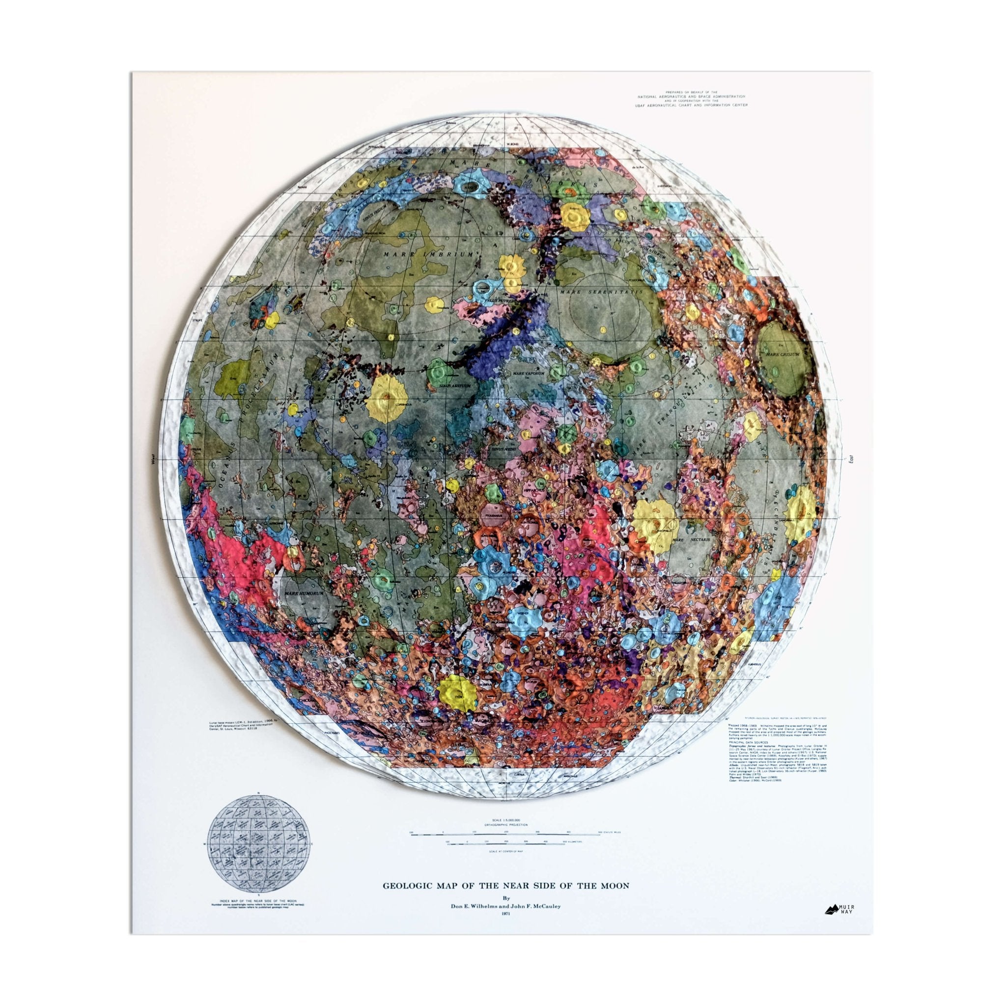 Moon Geological 3D Raised Relief Map - Muir Way - 3D