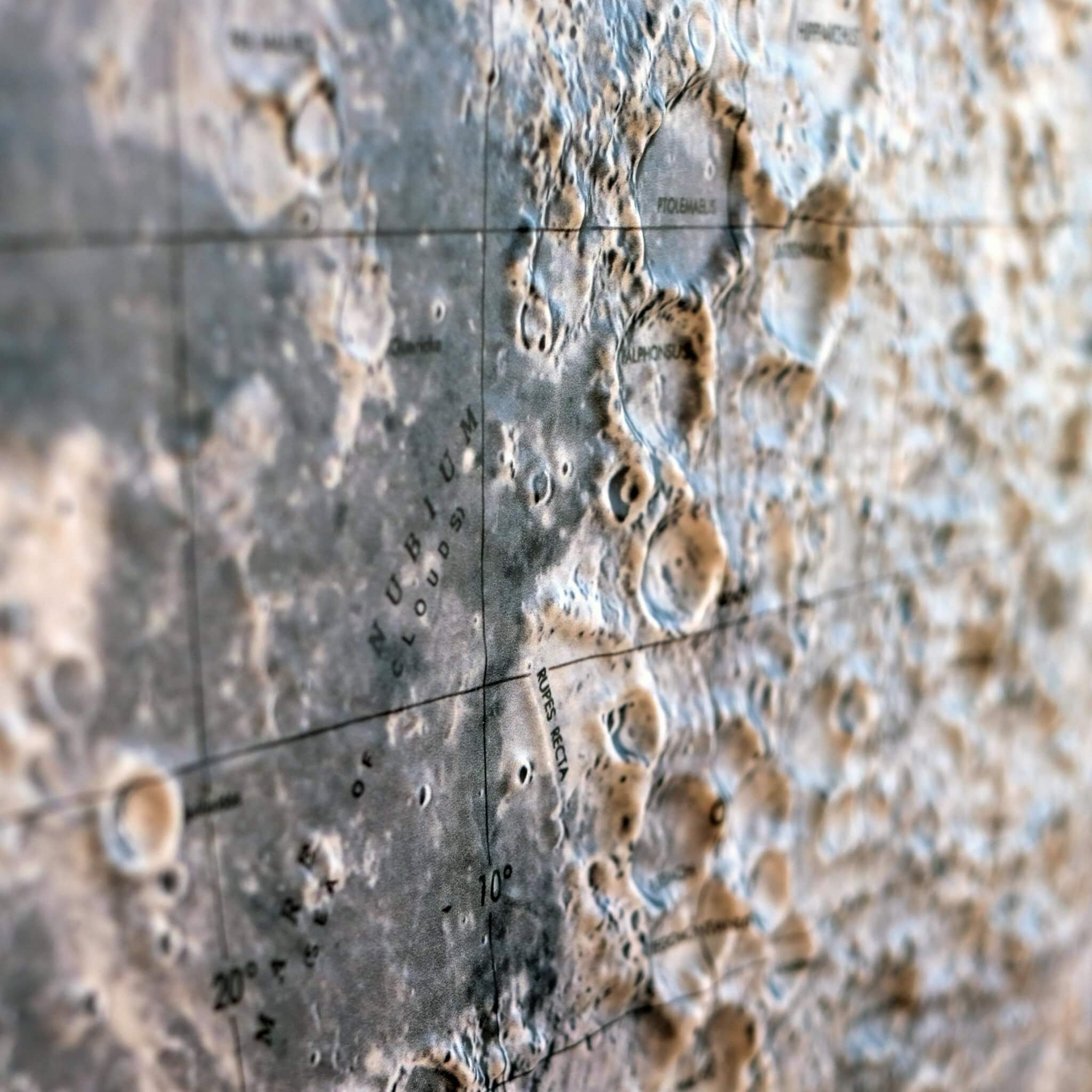 Moon 1966 3D Raised Relief Map - Muir Way - 3D