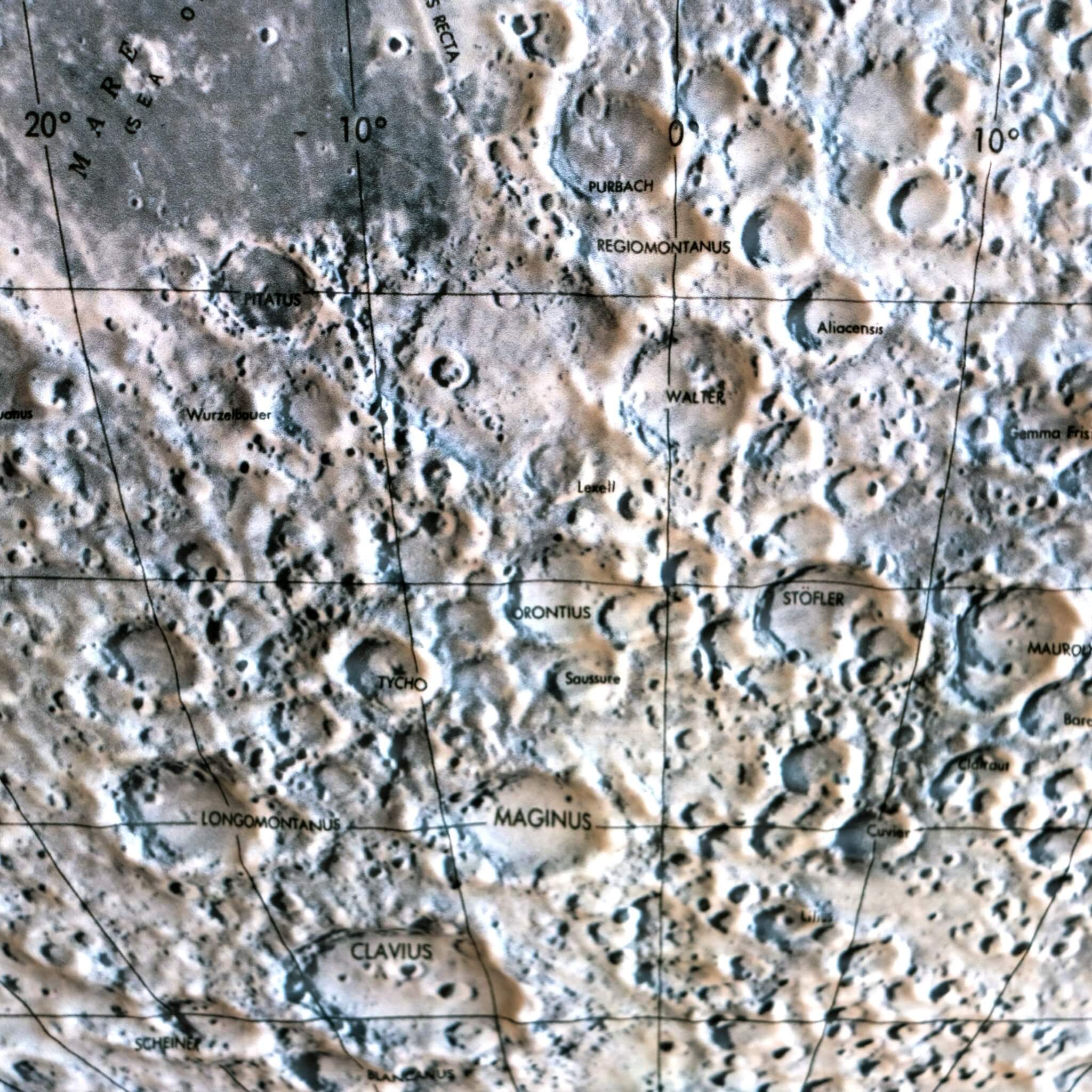 Moon 1966 3D Raised Relief Map - Muir Way - 3D