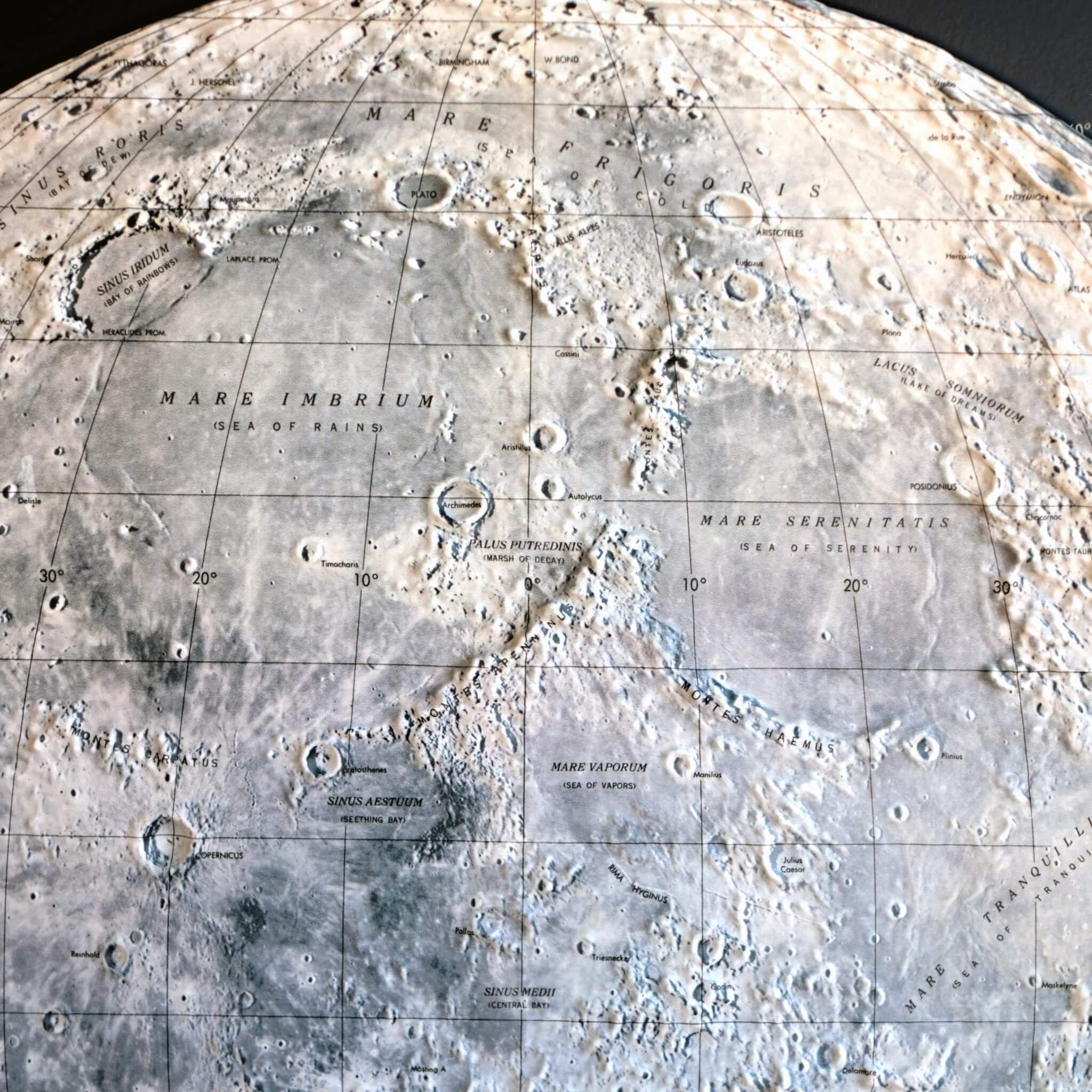 Moon 1966 3D Raised Relief Map - Muir Way - 3D