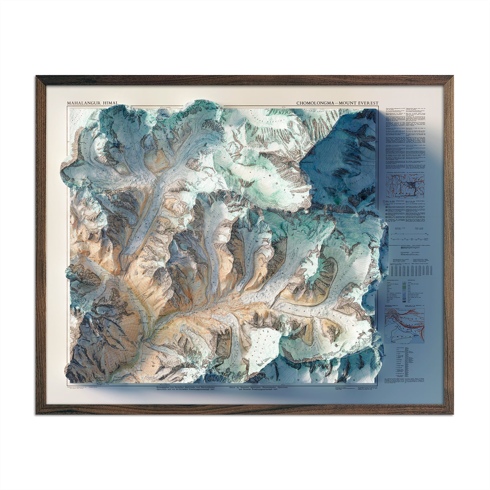 Mt. Everest Region 1957 Shaded Relief Map - Muir Way - Vintage Relief