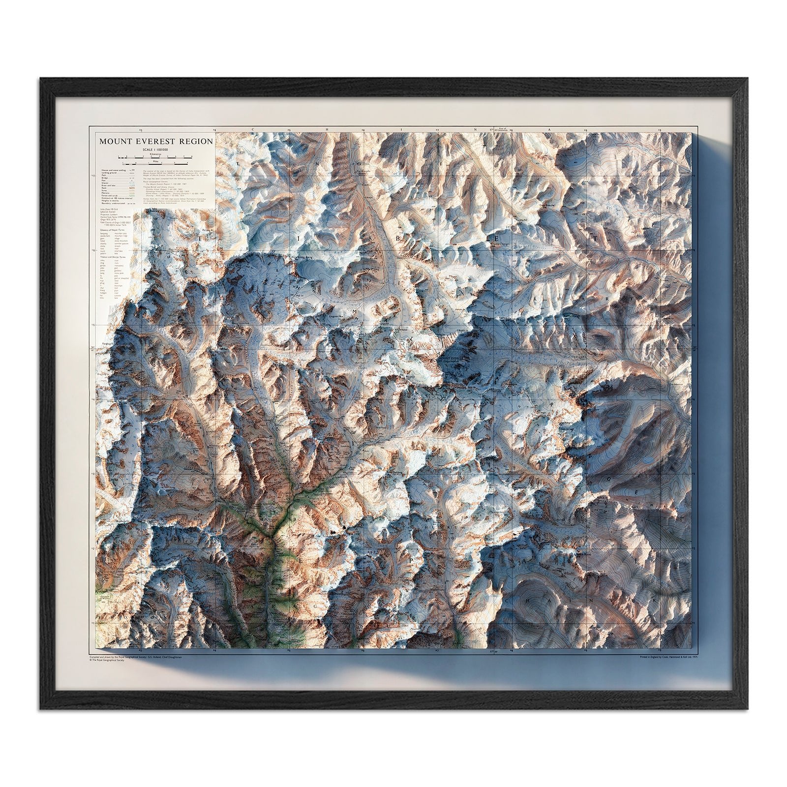 Mt. Everest Region 1975 Shaded Relief Map - Muir Way - Vintage Relief