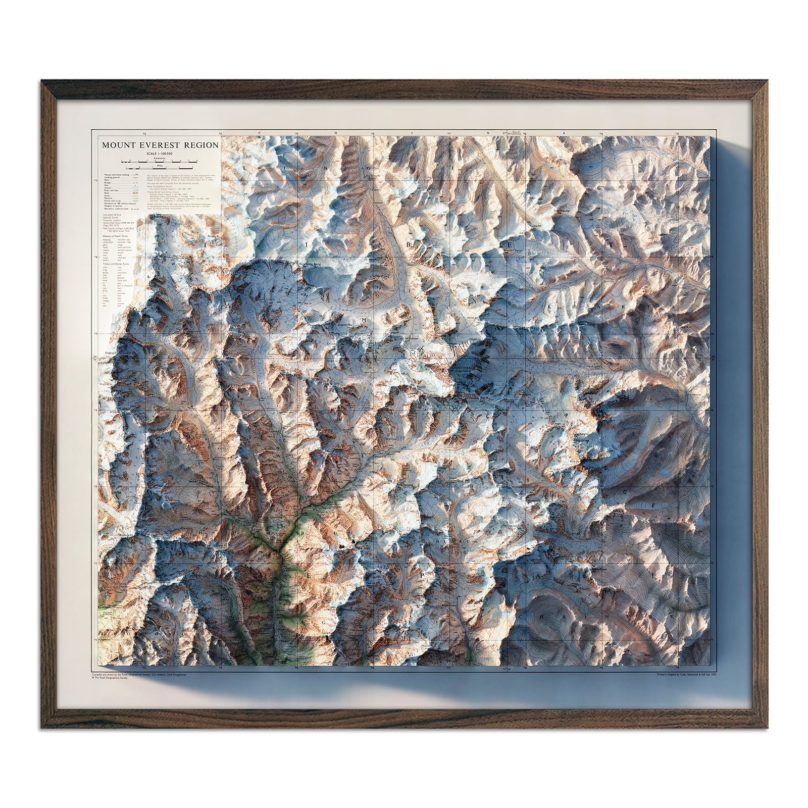 Mt. Everest Region 1975 Shaded Relief Map - Muir Way - Vintage Relief