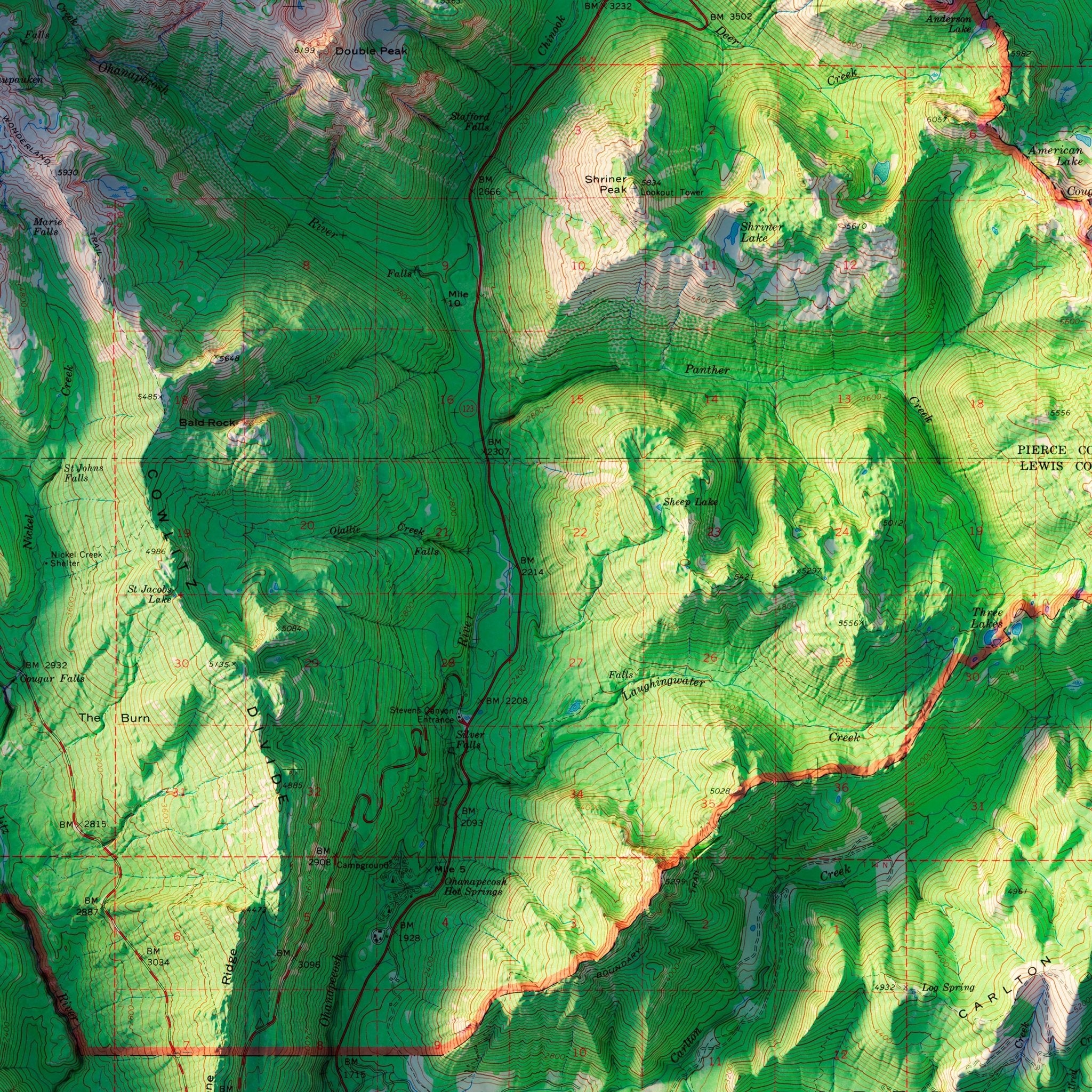 Mt. Rainier National Park 1971 Shaded Relief Map - Muir Way - Vintage Relief