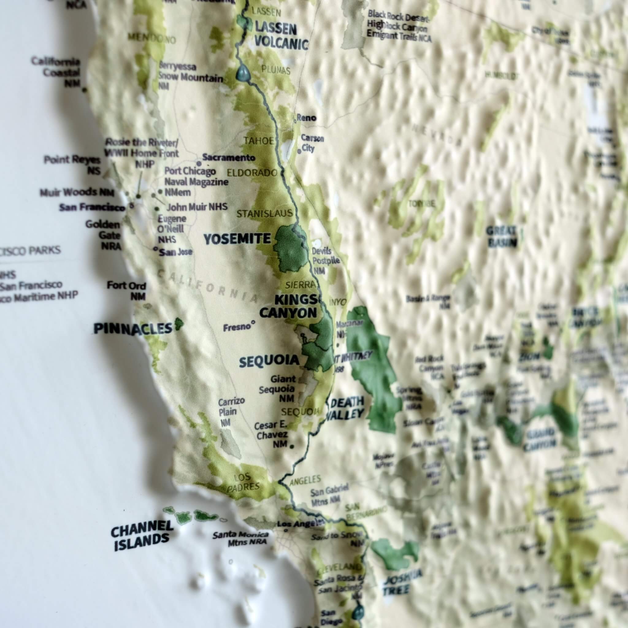 USA National Parks 3D Raised Relief Map - Muir Way - Natural Atlas