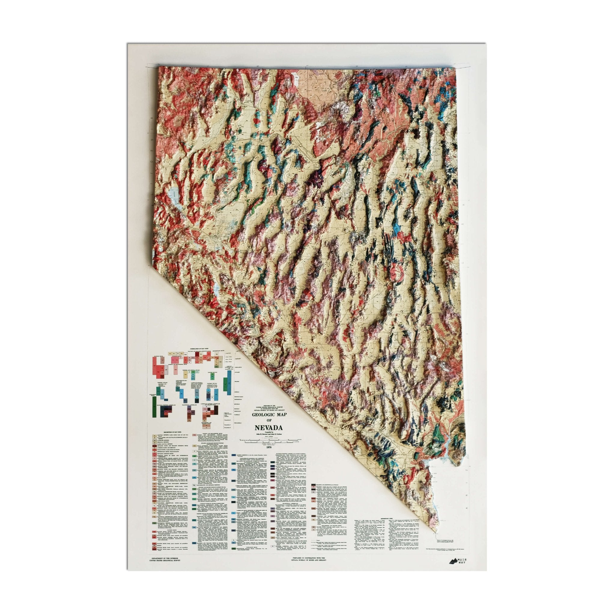 Nevada 1978 3D Raised Relief Map - Muir Way - 3D