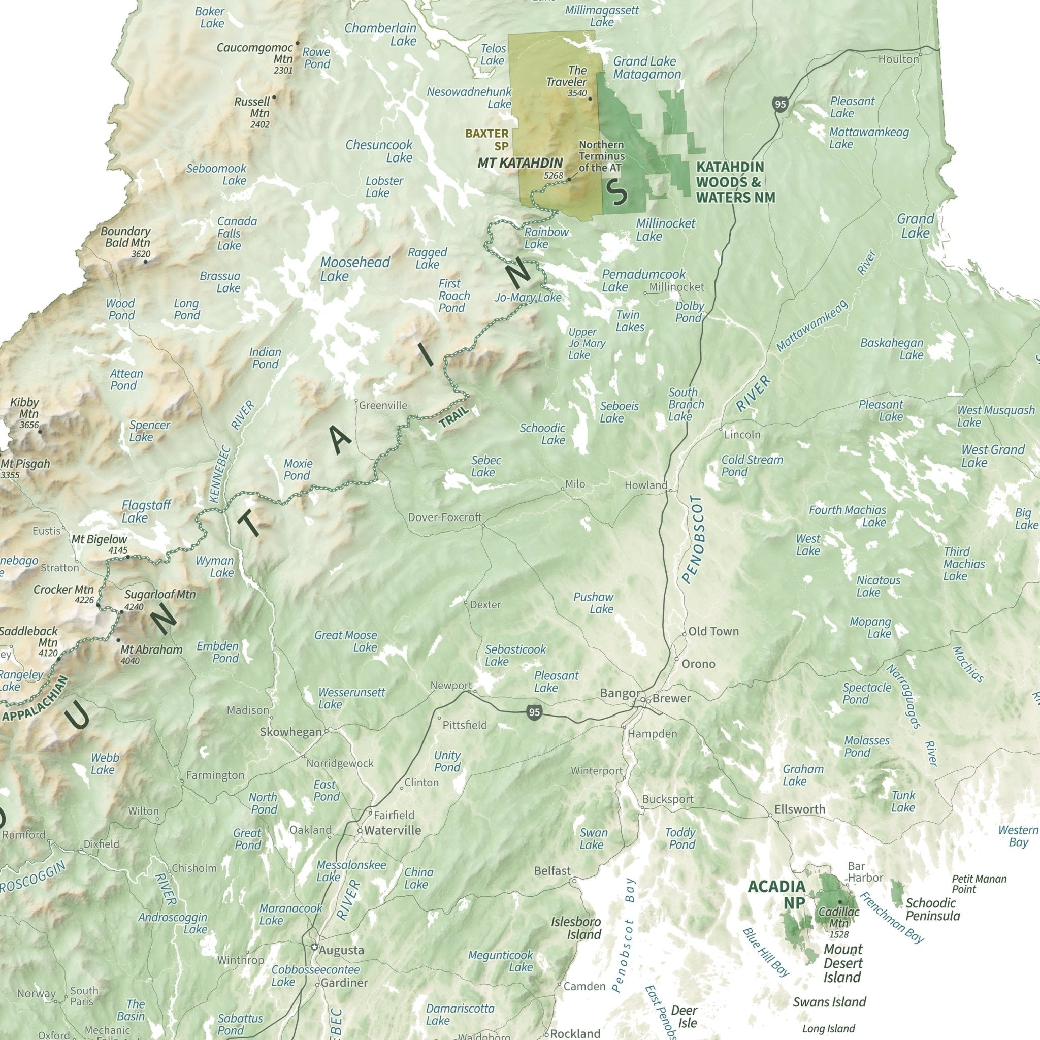 New England Physical Shaded Relief Map - Muir Way - Natural Atlas