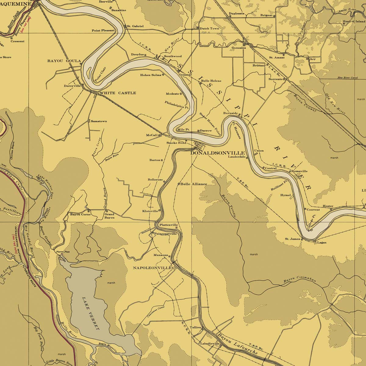 New Orleans to Calcasieu River East Section Nautical Chart 1939 - Muir Way - Vintage Map