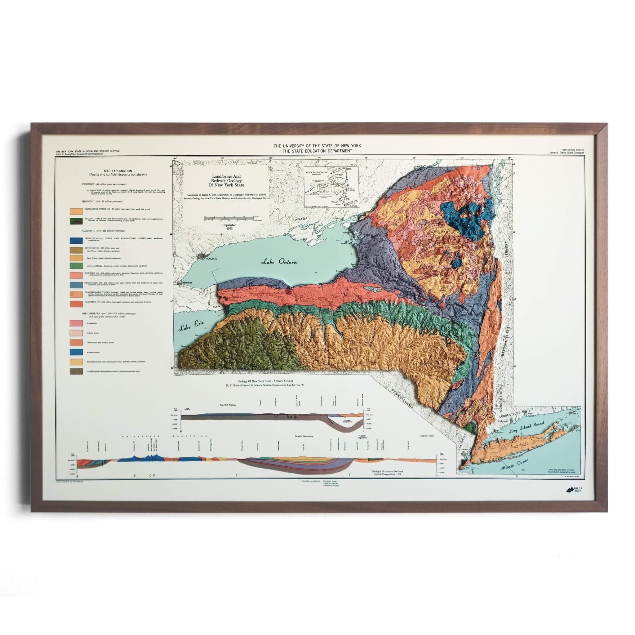 New York 1973 3D Raised Relief Map - Muir Way - 3D