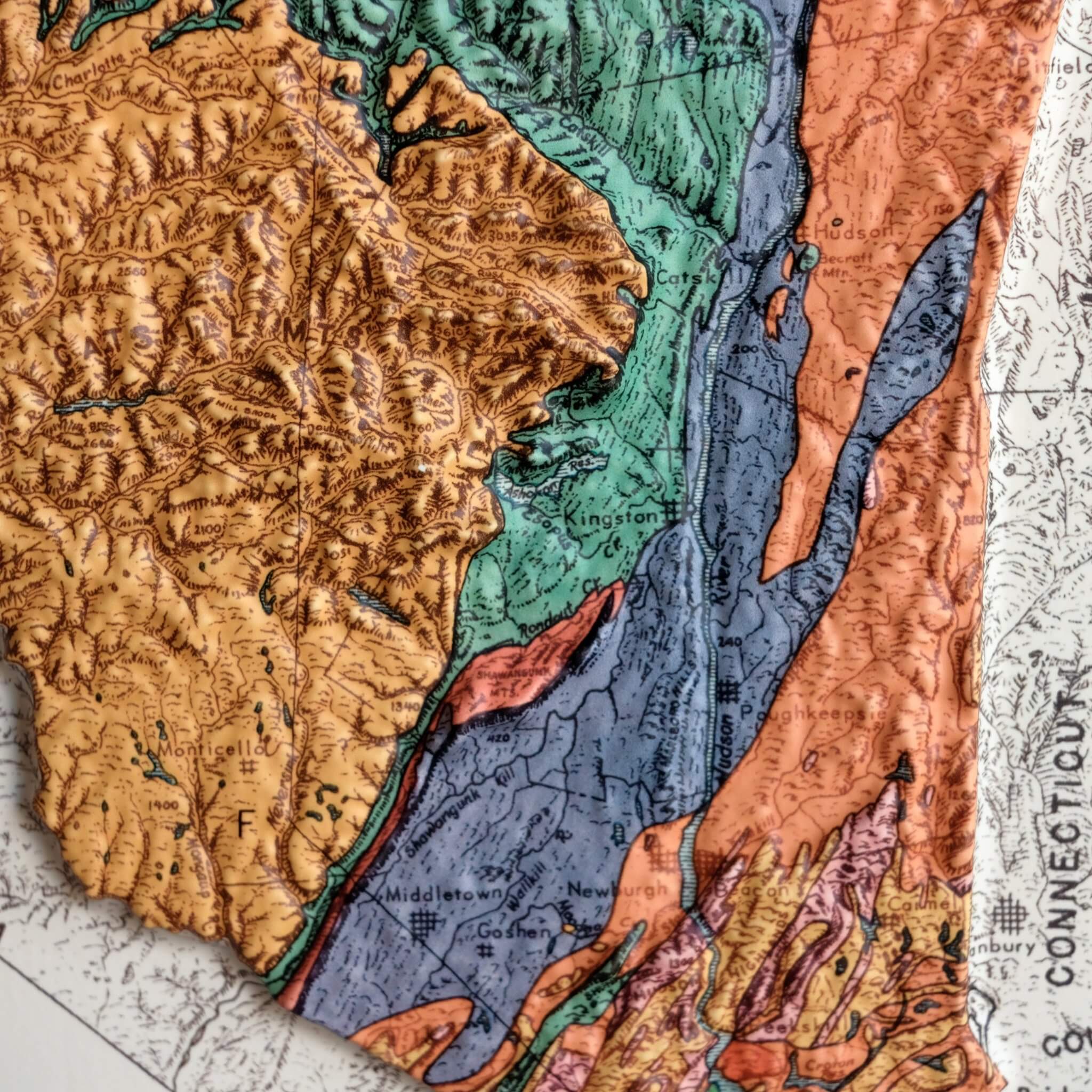 New York 1973 3D Raised Relief Map - Muir Way - 3D