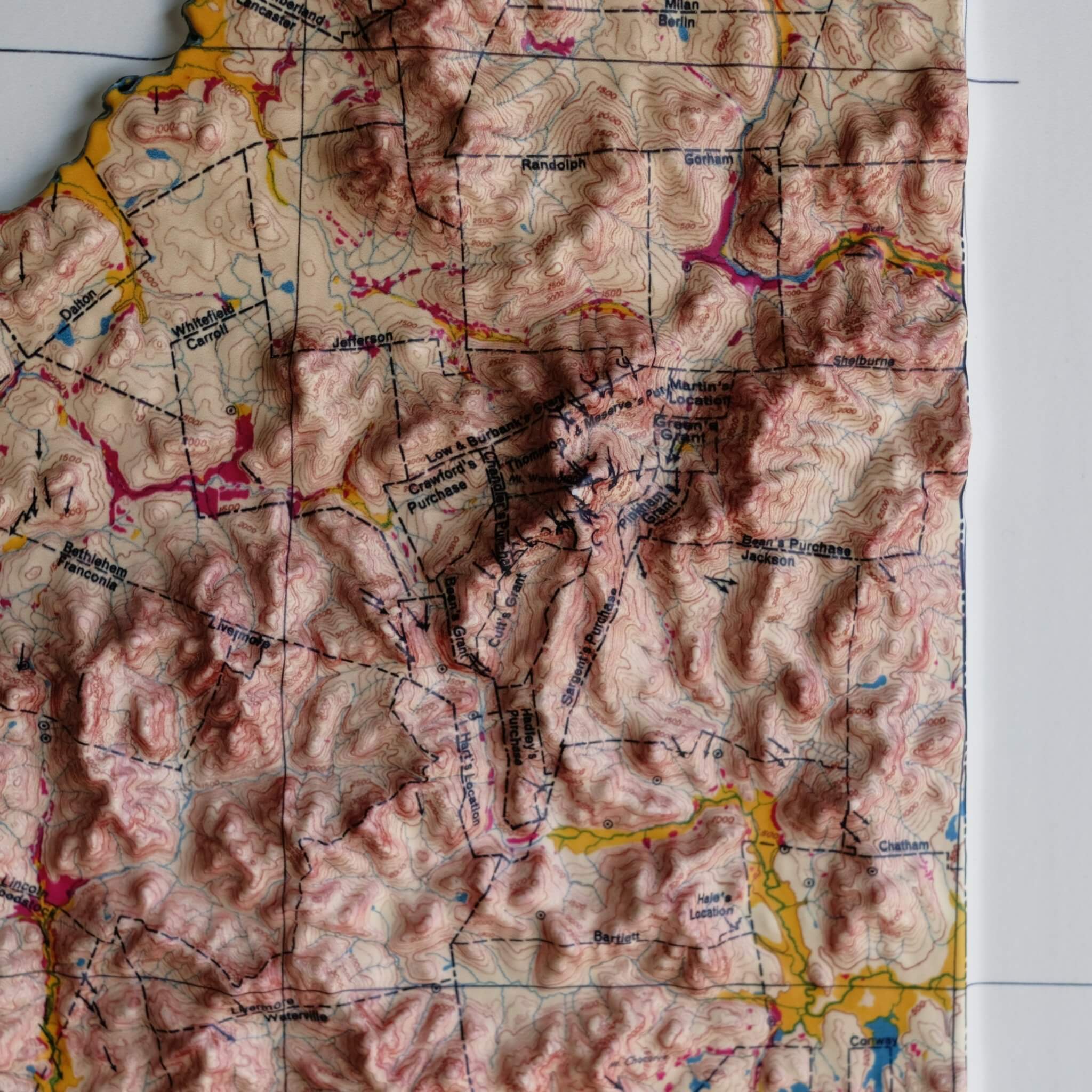 New Hampshire 1950 3D Raised Relief Map - Muir Way - 3D