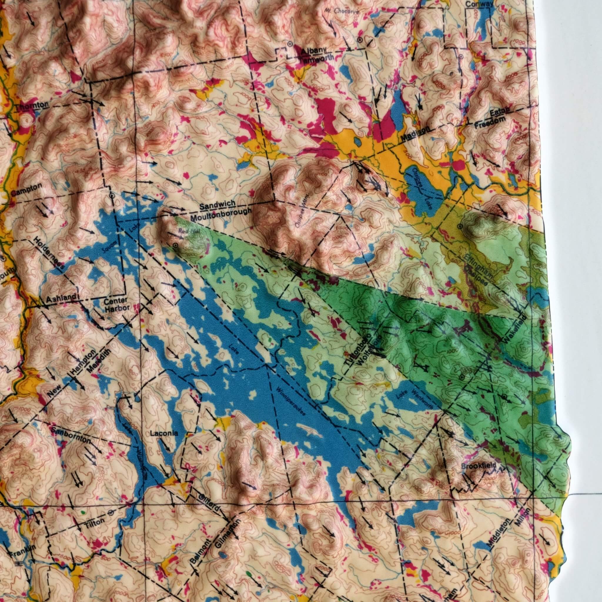 New Hampshire 1950 3D Raised Relief Map - Muir Way - 3D