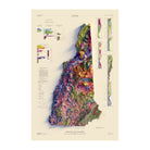New Hampshire 1997 Shaded Relief Map - Muir Way - Vintage Relief