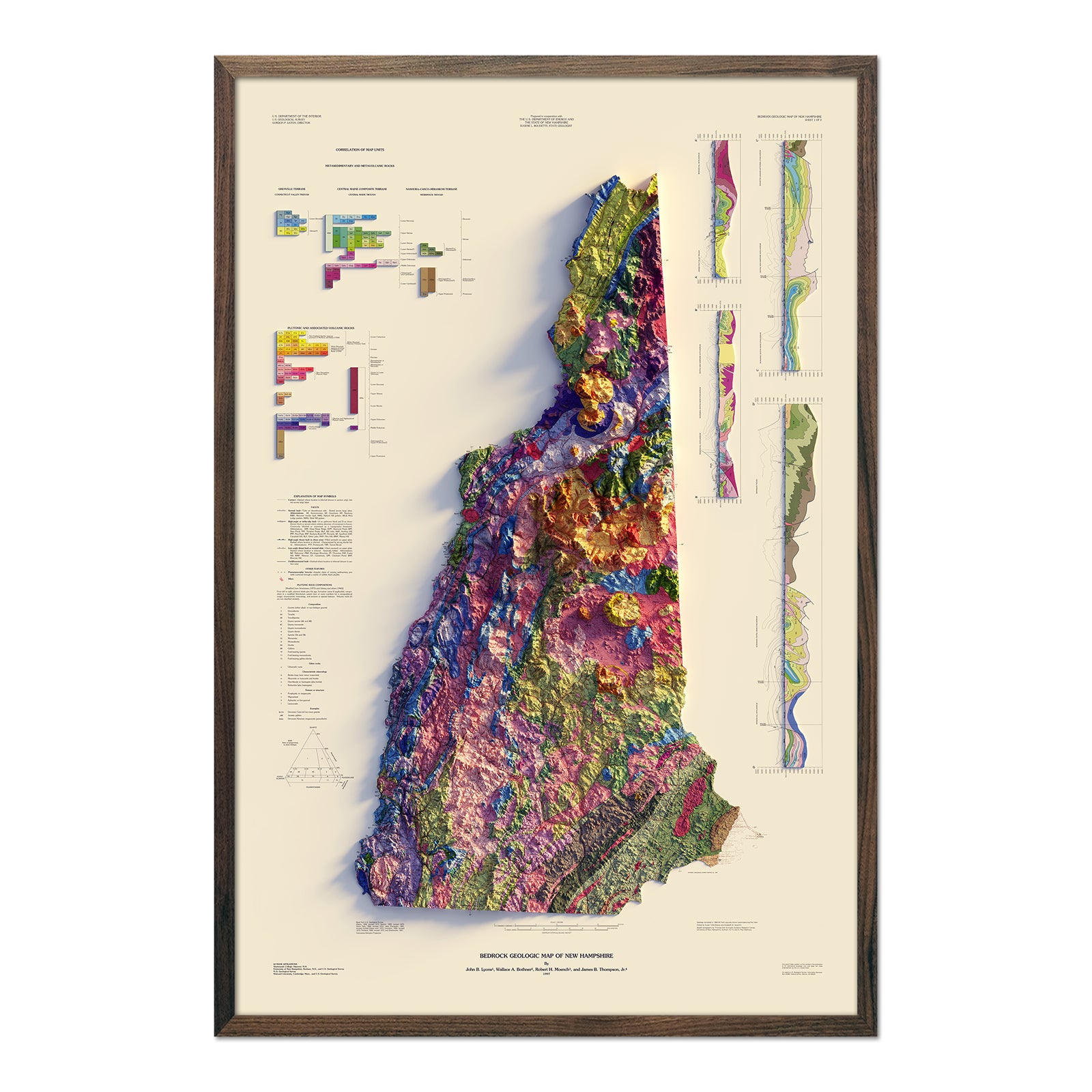 Vintage New Hampshire Relief Map - 1997