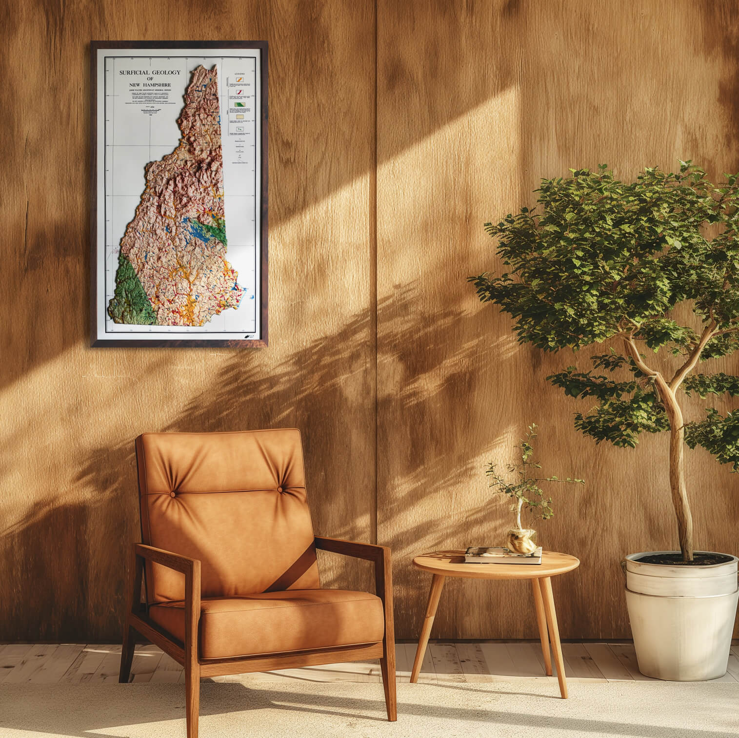 New Hampshire 1950 3D Raised Relief Map - Muir Way - 3D