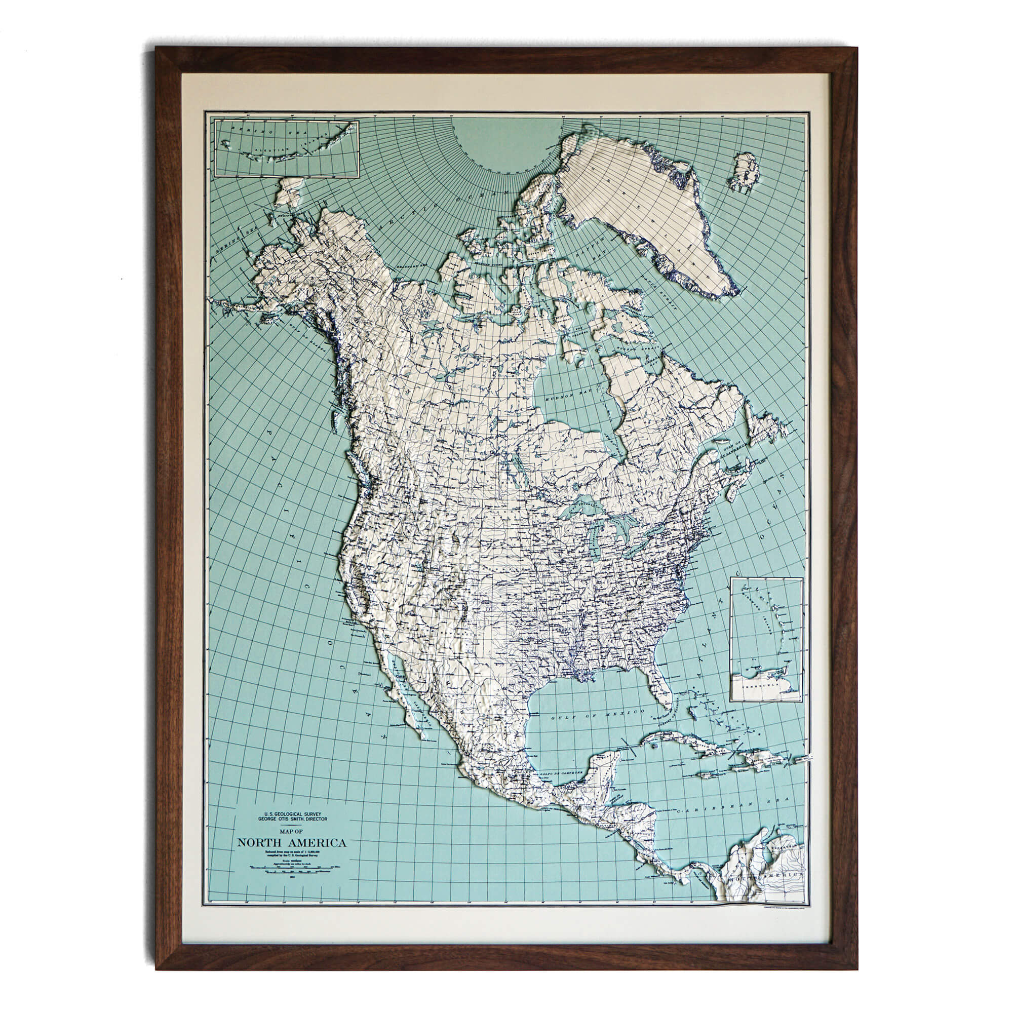 North America 1912 3D Raised Relief Map - Muir Way - 3D