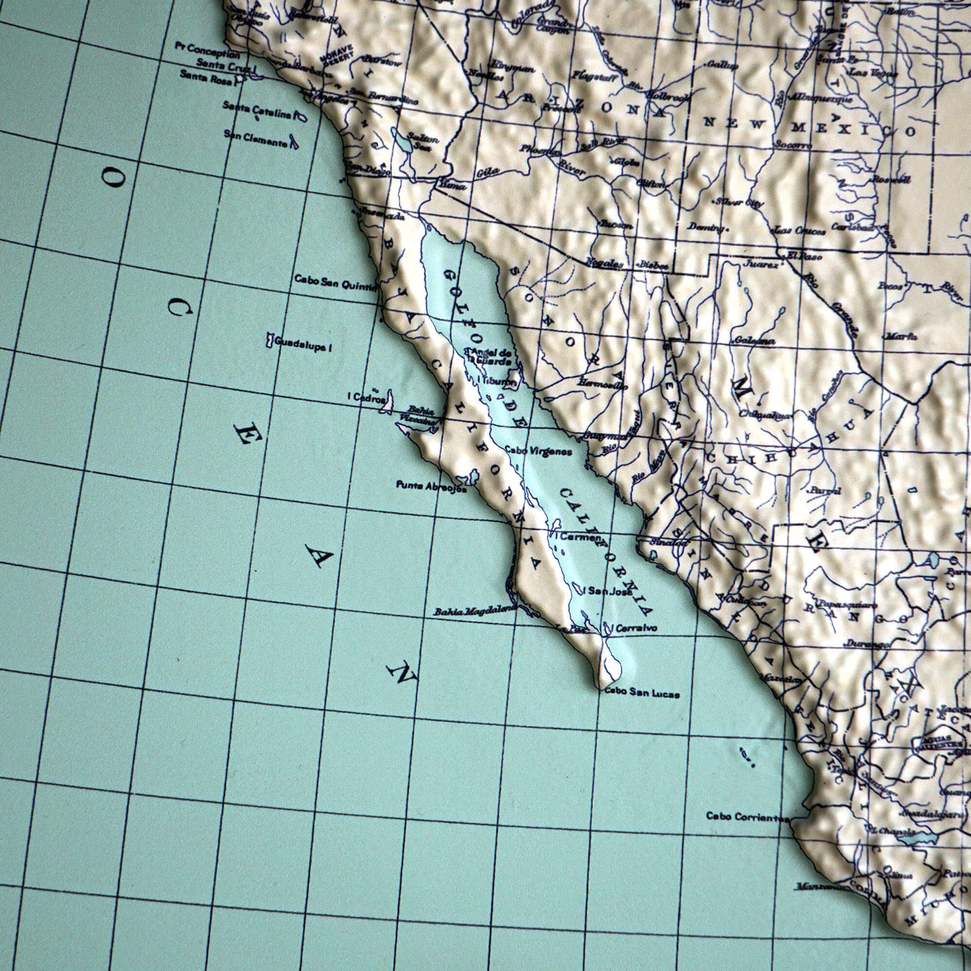 North America 1912 3D Raised Relief Map - Muir Way - 3D