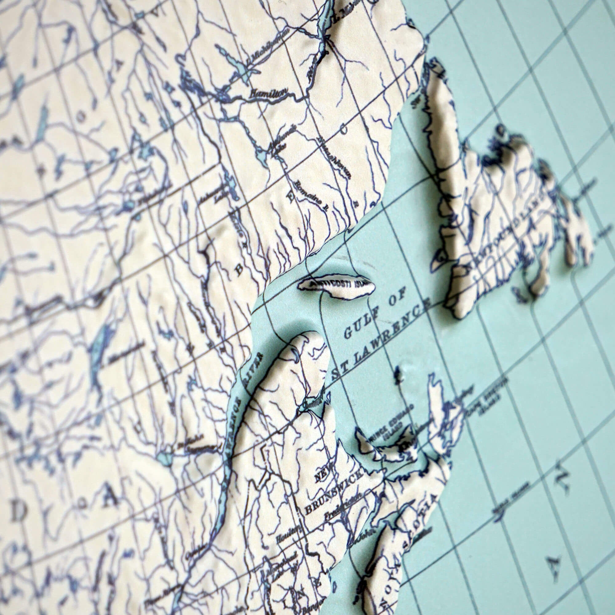North America 1912 3D Raised Relief Map - Muir Way - 3D
