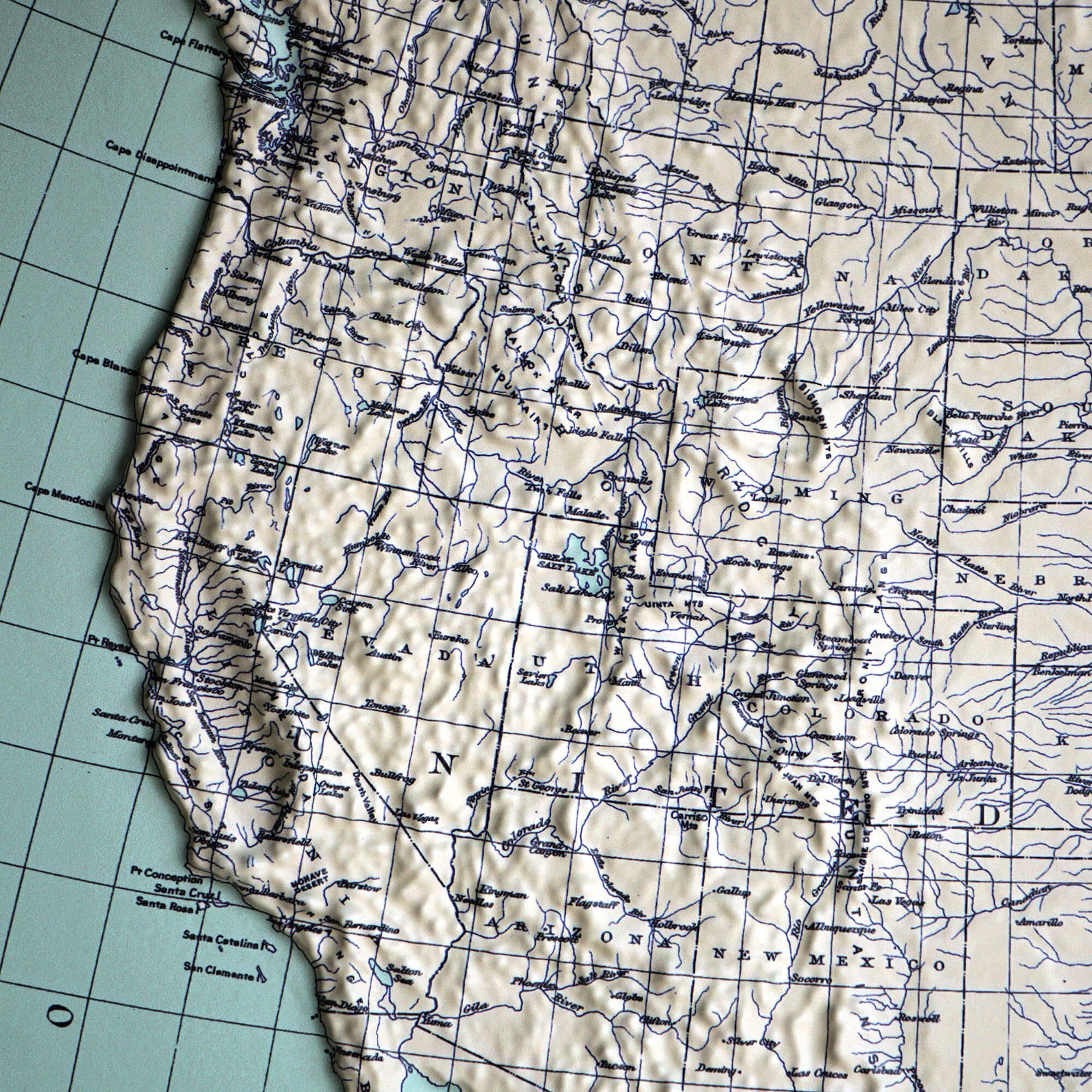 North America 1912 3D Raised Relief Map - Muir Way - 3D
