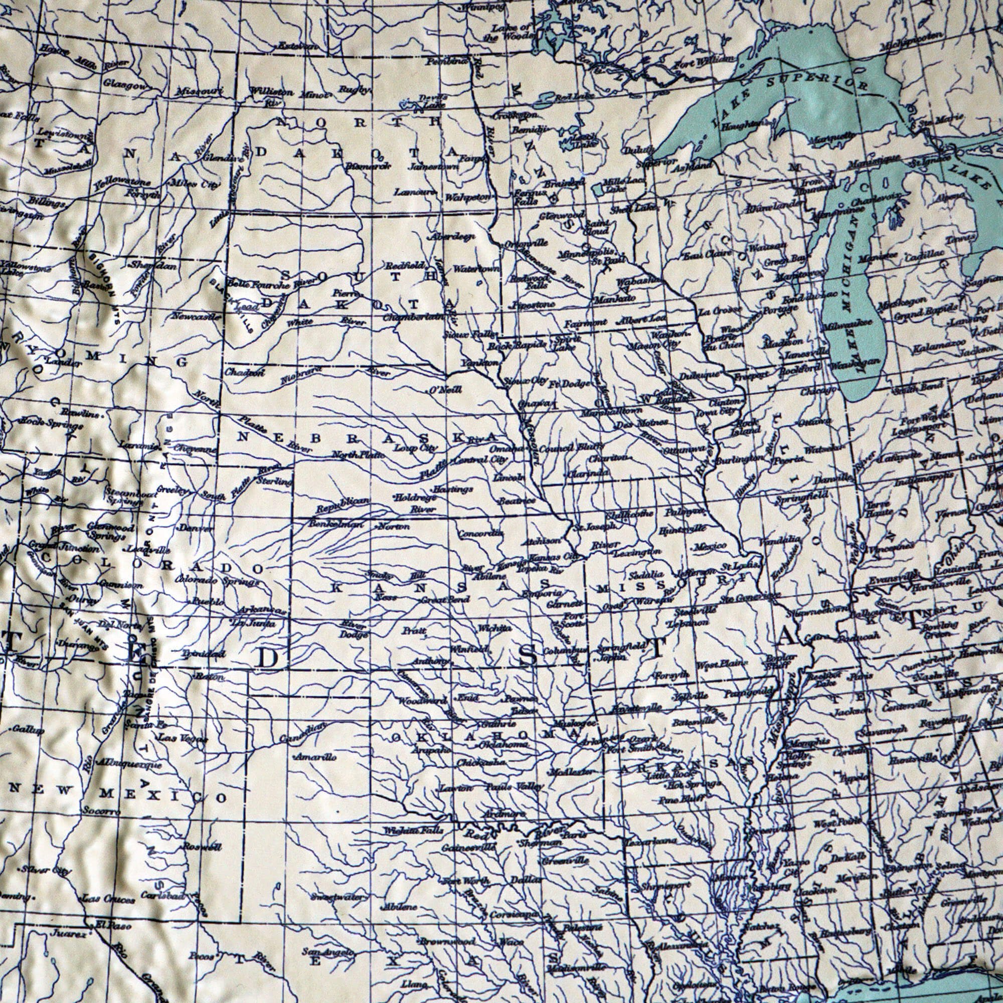 North America 1912 3D Raised Relief Map - Muir Way - 3D