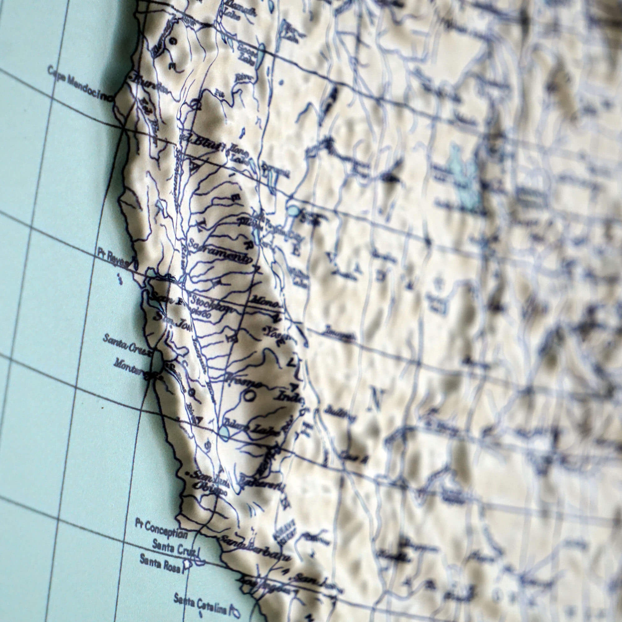North America 1912 3D Raised Relief Map - Muir Way - 3D