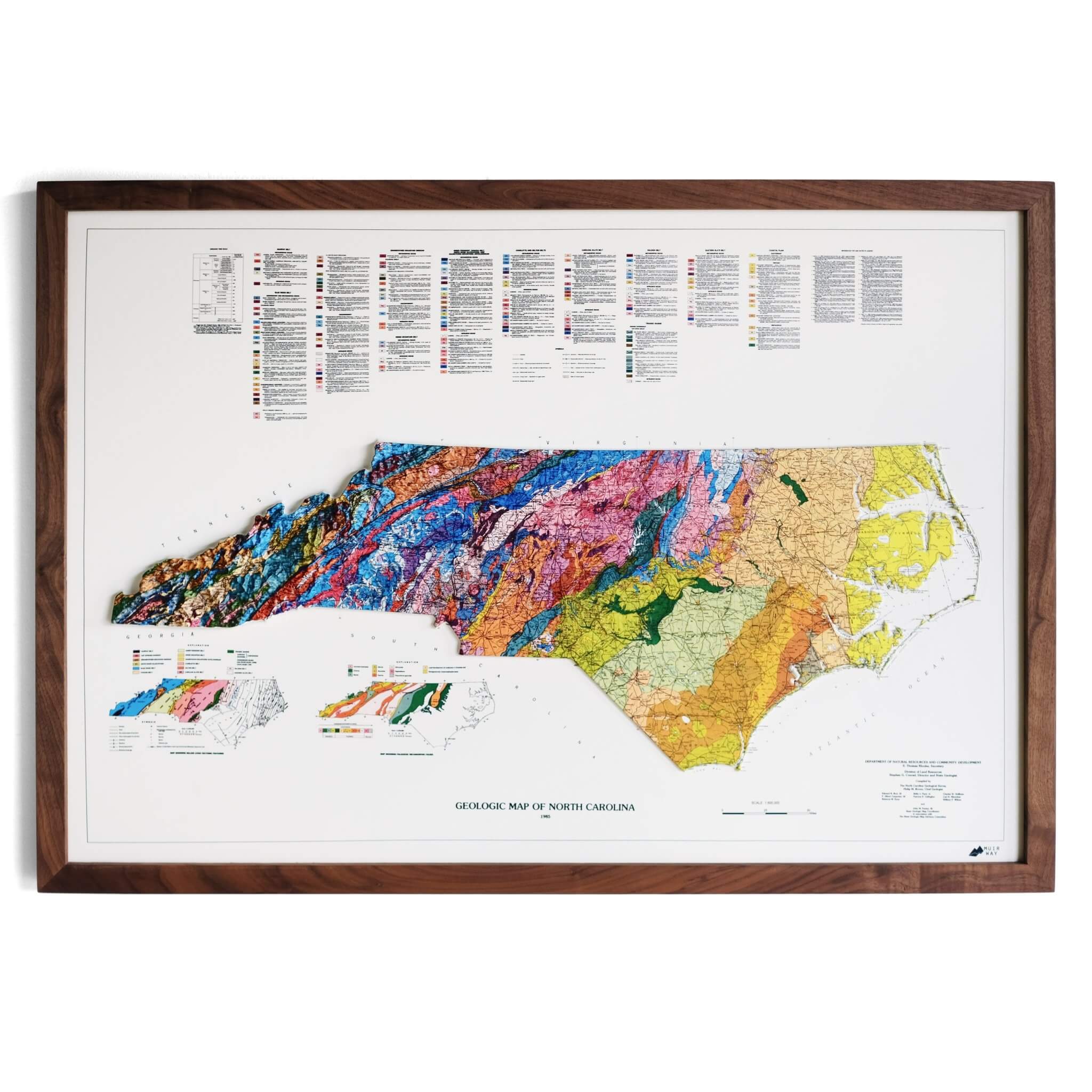 North Carolina 1985 3D Raised Relief Map - Muir Way - 3D