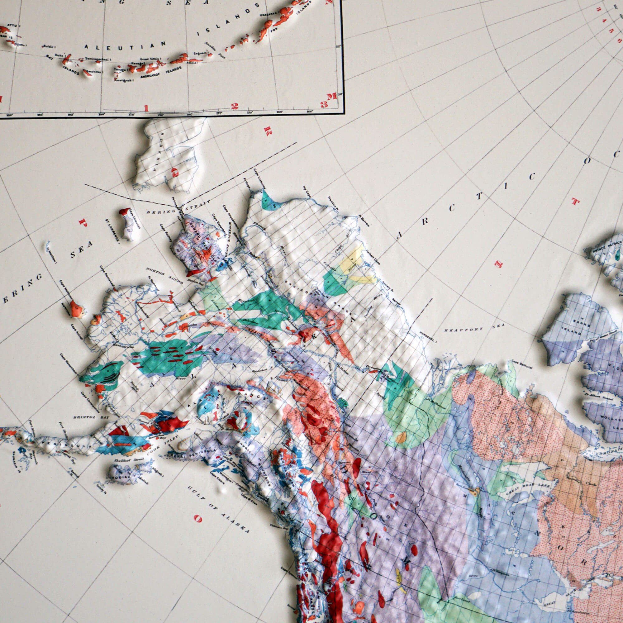North America 1911 3D Raised Relief Map - Muir Way - 3D