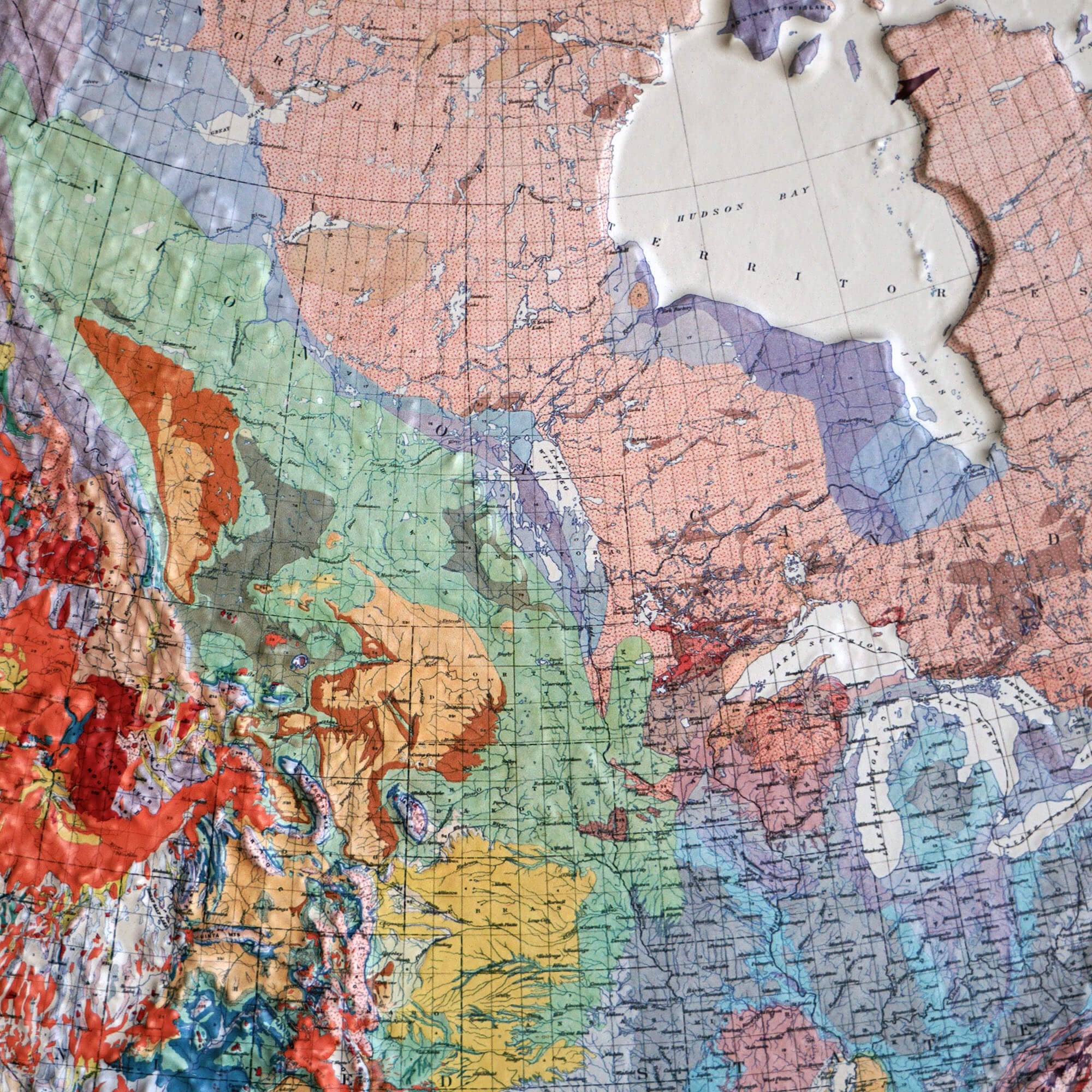 North America 1911 3D Raised Relief Map - Muir Way - 3D