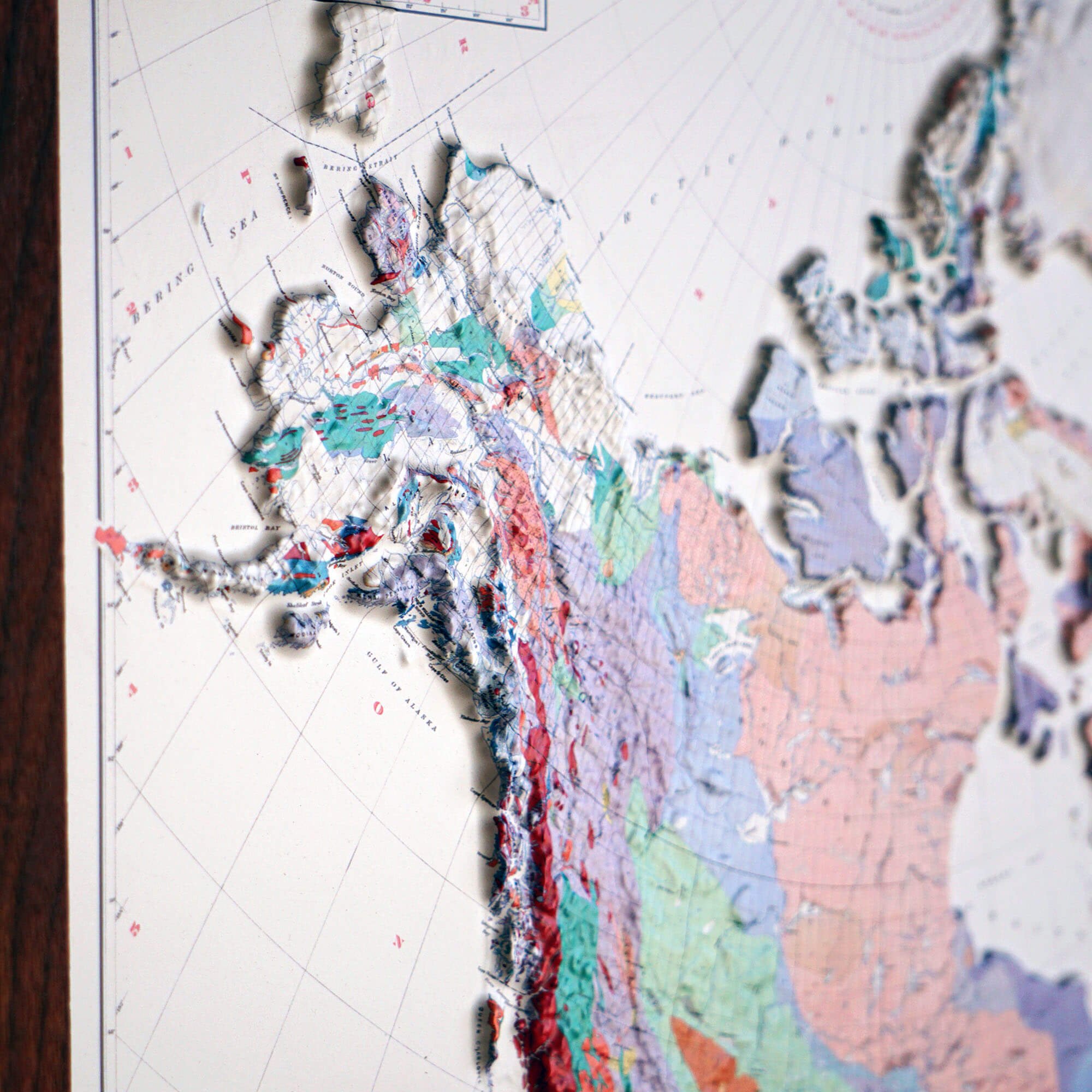 North America 1911 3D Raised Relief Map - Muir Way - 3D
