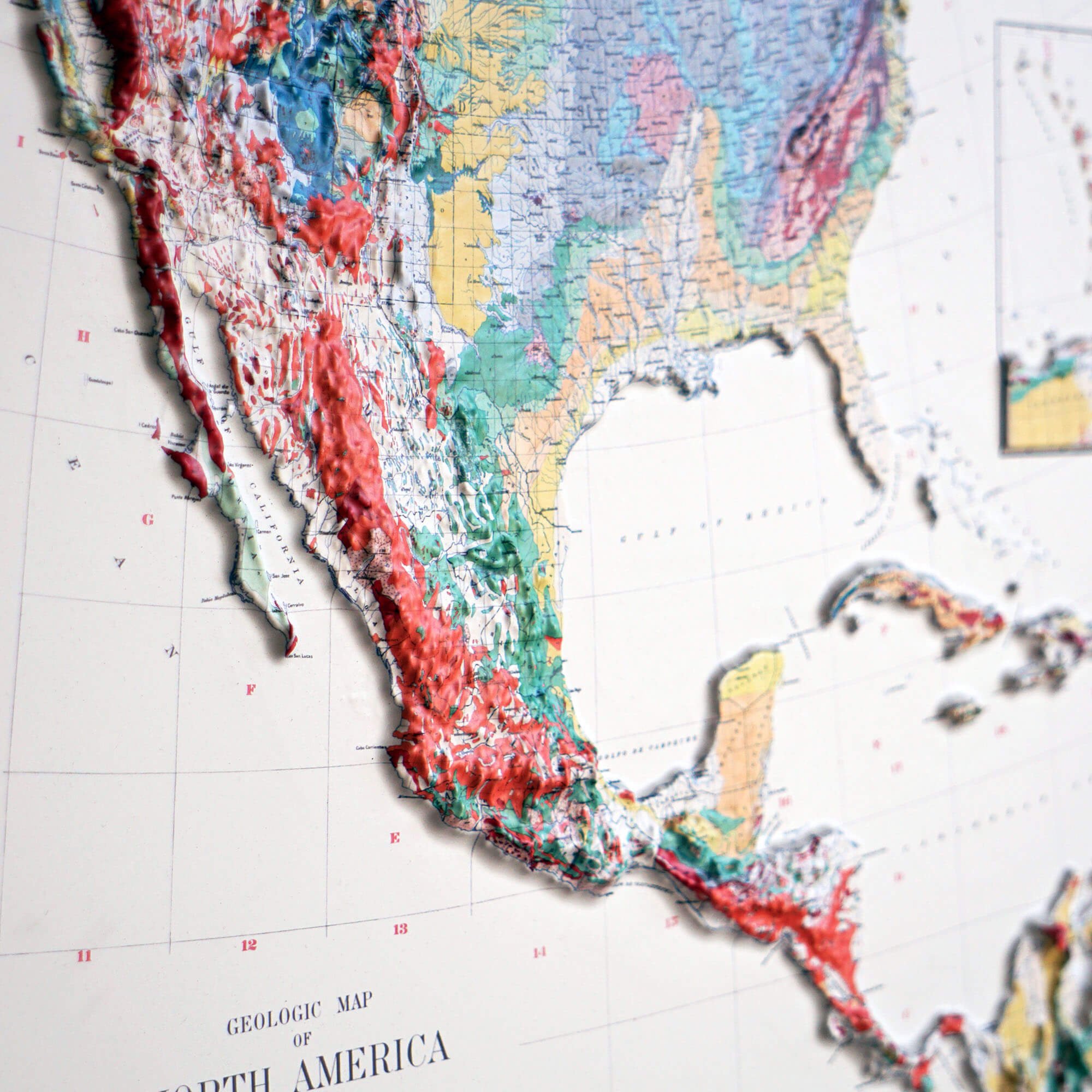 North America 1911 3D Raised Relief Map - Muir Way - 3D