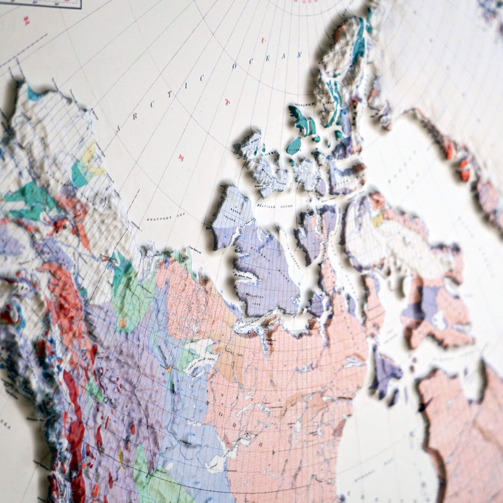 North America 1911 3D Raised Relief Map - Muir Way - 3D