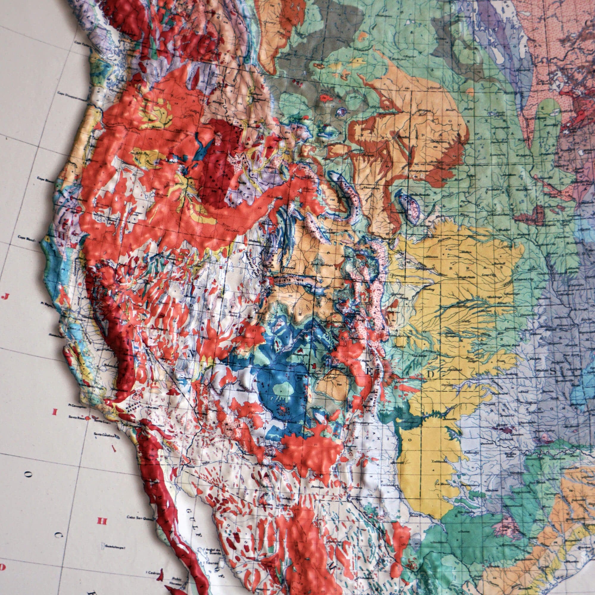 North America 1911 3D Raised Relief Map - Muir Way - 3D