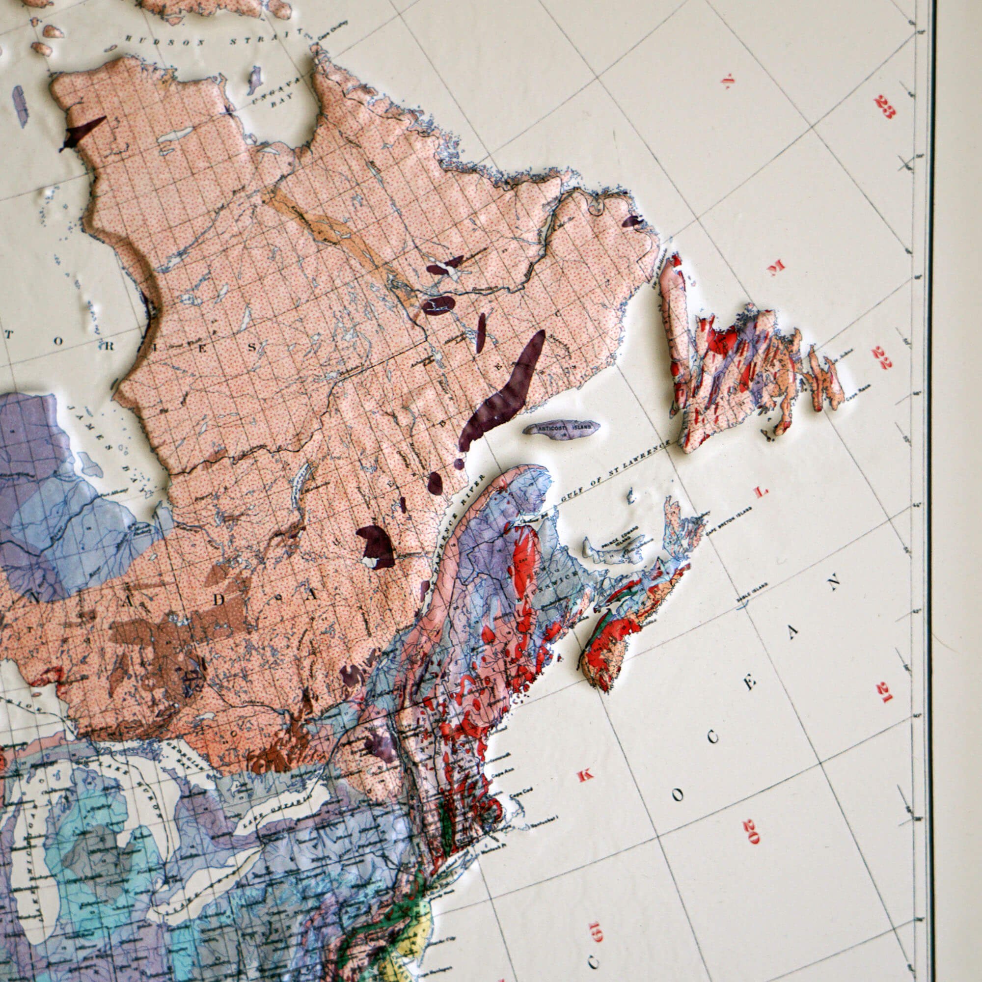 North America 1911 3D Raised Relief Map - Muir Way - 3D