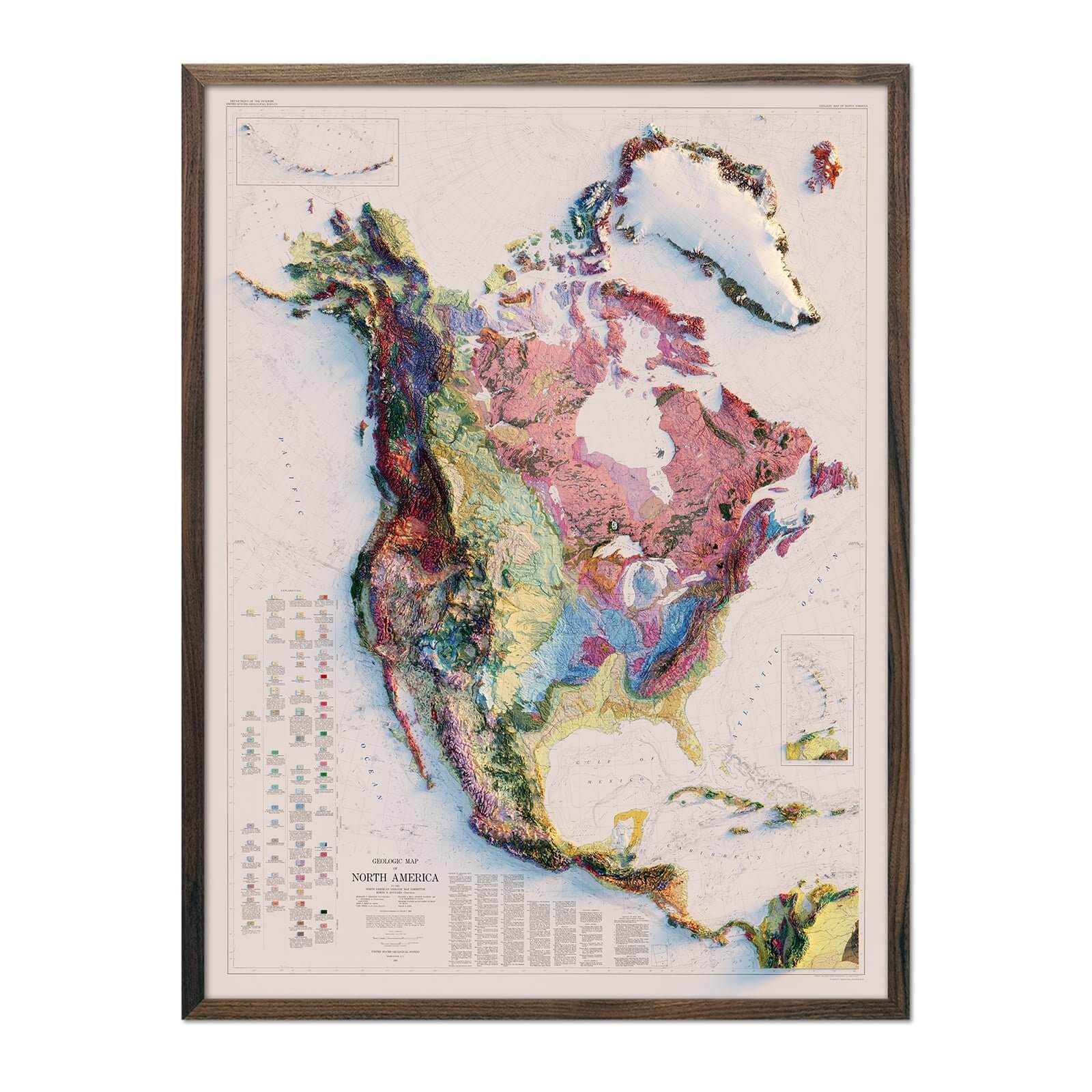 North America 1965 Shaded Relief Map - Muir Way - Vintage Relief