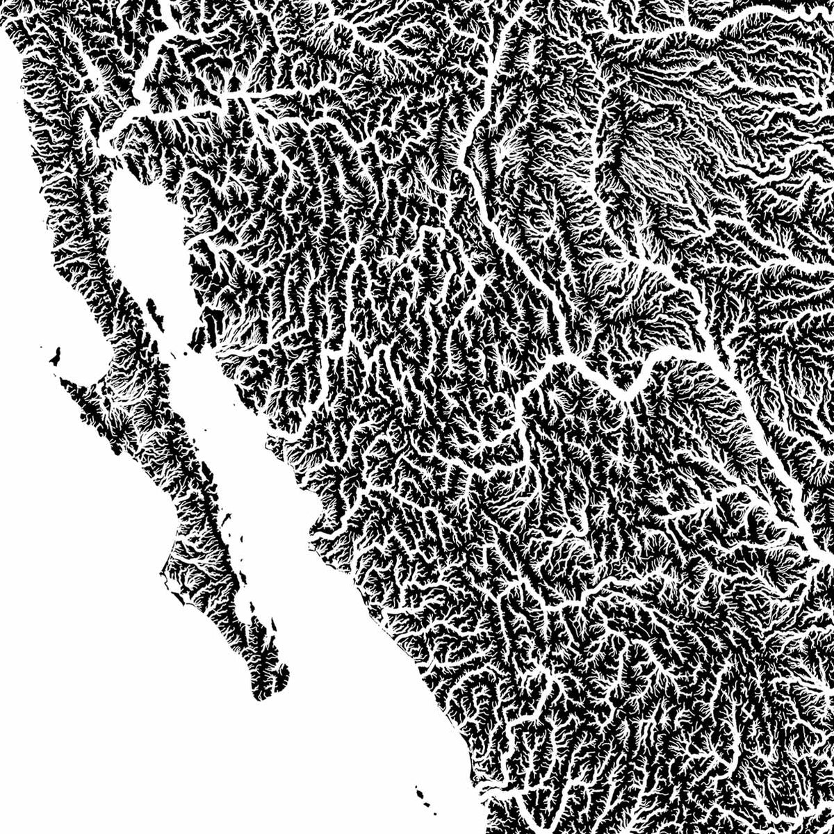 Hydrological Map of North America – XL Canvas - Muir Way - XL Canvas