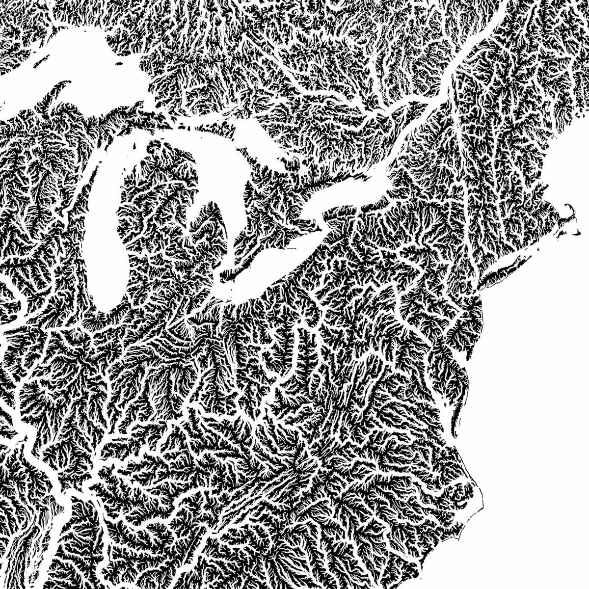 Hydrological Map of North America – XL Canvas - Muir Way - XL Canvas