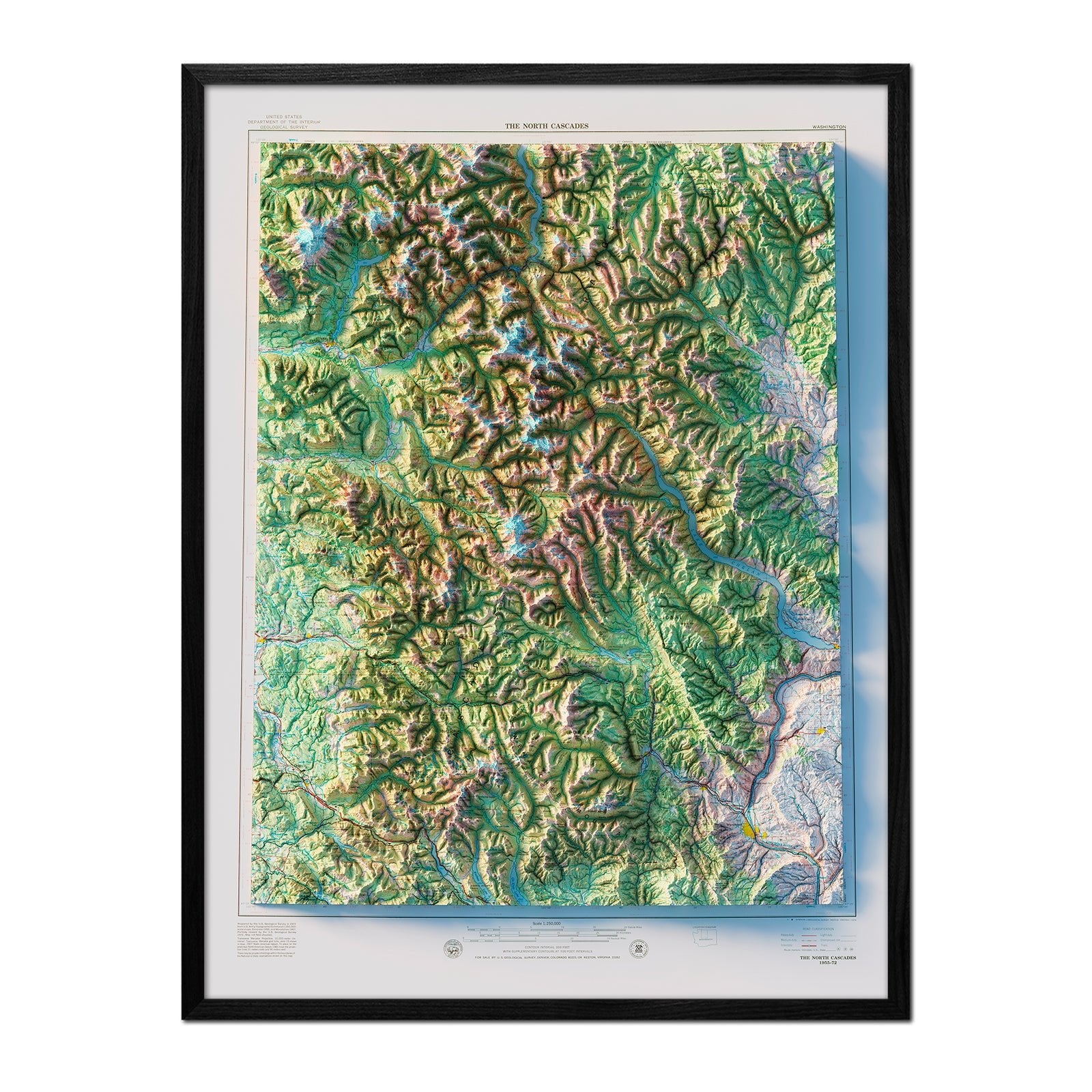North Cascades National Park 1979 Shaded Relief Map - Muir Way - Vintage Relief