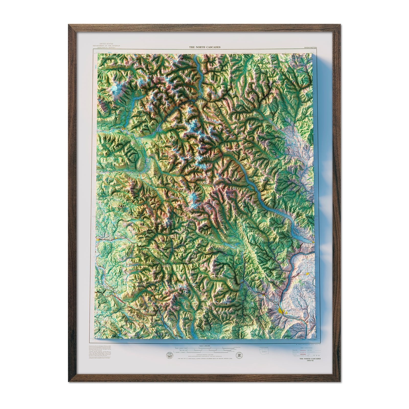 North Cascades National Park 1979 Shaded Relief Map - Muir Way - Vintage Relief
