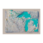Northern Great Lakes States 1970 Shaded Relief Map - Muir Way - Vintage Relief