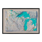 Northern Great Lakes States 1970 Shaded Relief Map - Muir Way - Vintage Relief