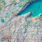 Northern Great Lakes States 1970 Shaded Relief Map - Muir Way - Vintage Relief