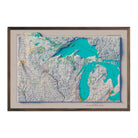 Northern Great Lakes States 1970 Shaded Relief Map - Muir Way - Vintage Relief