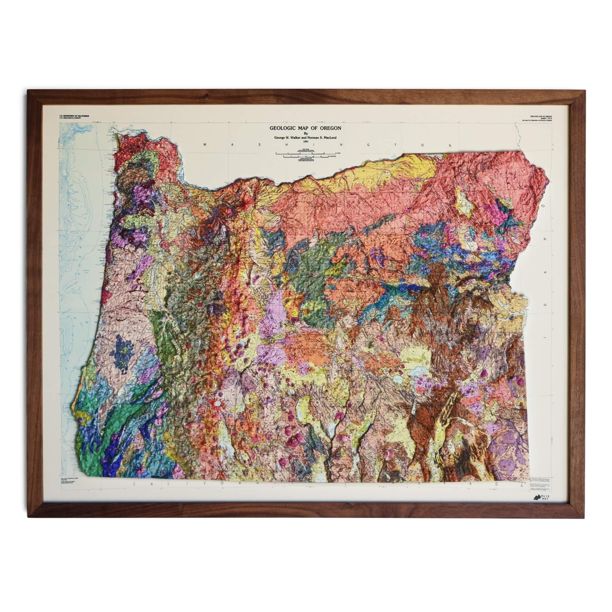 Oregon 1991 3D Raised Relief Map - Muir Way - 3D