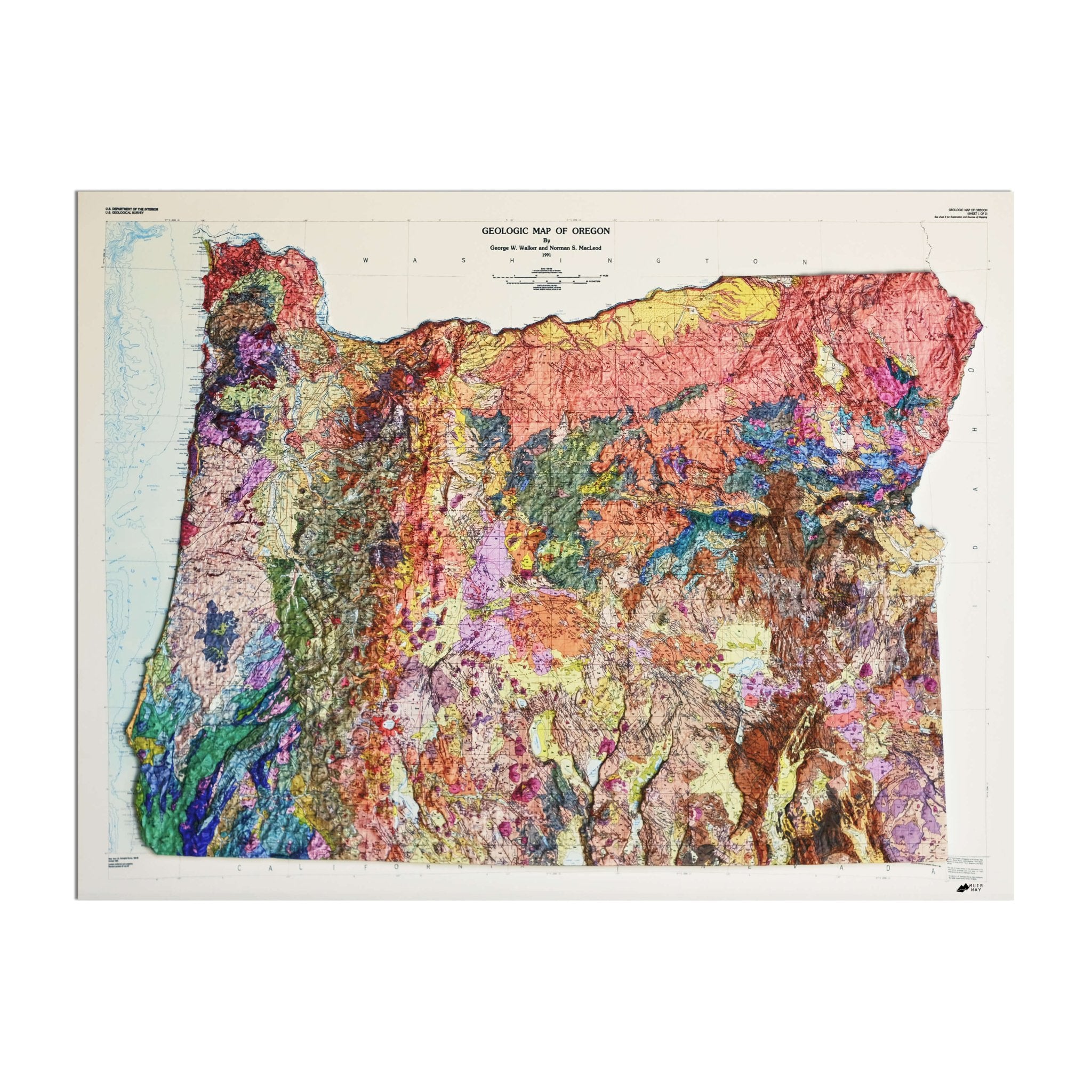 Oregon 1991 3D Raised Relief Map - Muir Way - 3D
